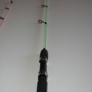 Ice Fishing Pole with Pink Real and Pole Sitting on Ice Waiting for Fish  Stock Image - Image of kneeling, pink: 166616799